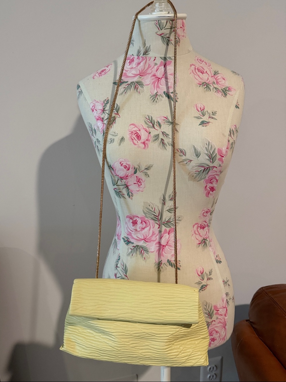 Mango Lime Yellow Textured Gold Chain-Strap Shoulder Bag